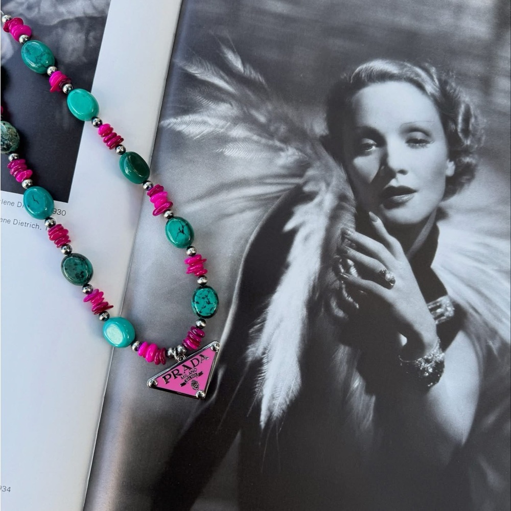 Prada Vibrant Pink and Turquoise Necklace